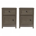 2 Piece Groove Side 1 Drawer, 1 Door Nightstands - Slate Grey