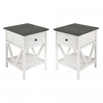 Rustic V-Frame Side Table Set – Grey/White Wash