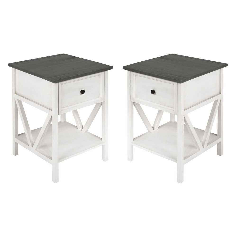 Rustic V-Frame Side Table Set – Grey/White Wash Rustic V-Frame Side Table Set – Grey/White Wash