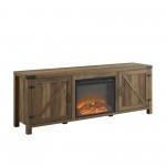 Farmhouse Barn Door Fireplace TV Stand for TVs up to 80” – Rustic Oak