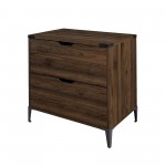 Modern Farmhouse Angle Iron 2-Drawer Filing Cabinet – Dark Walnut