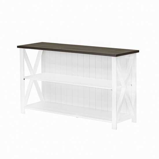 Lucas 52" Solid Wood Farmhouse Storage Console - White/Grey