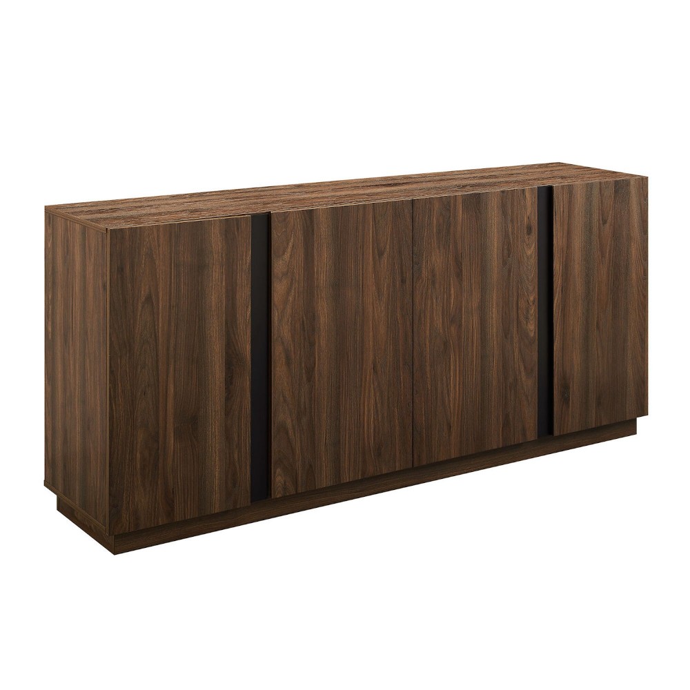 Contemporary Minimalist 4-Door Sideboard – Dark Walnut Contemporary Minimalist 4-Door Sideboard – Dark Walnut