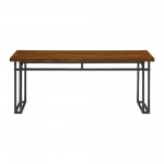 Contemporary Dual-Metal Leg Solid Wood Veneer Dining Bench – Walnut