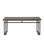 Contemporary Dual-Metal Leg Solid Wood Veneer Dining Bench – Grey Hickory