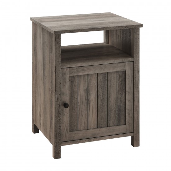 18" Grooved Door Farmhouse Nightstand - Grey Wash