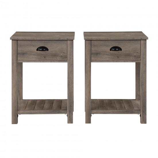 18" Country Single Drawer Nightstand - Grey Wash