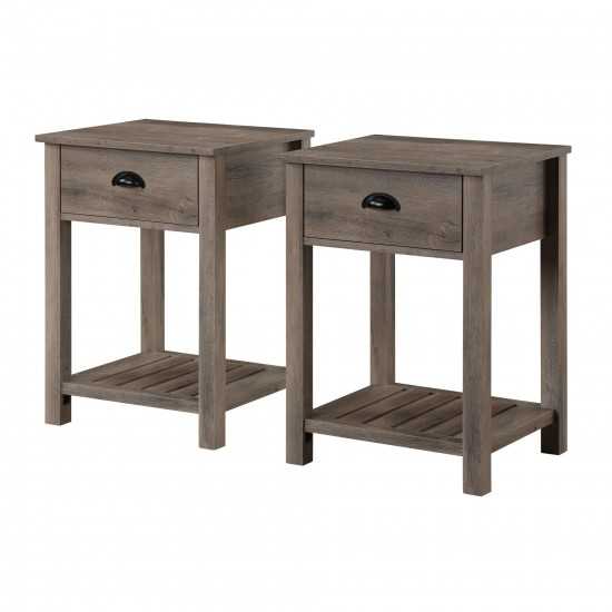 18" Country Single Drawer Nightstand - Grey Wash