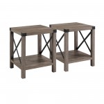 Metal X Rustic Wood Side Table - Grey Wash