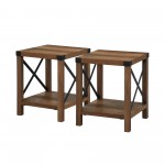 Metal X Rustic Wood Side Table - Rustic Oak