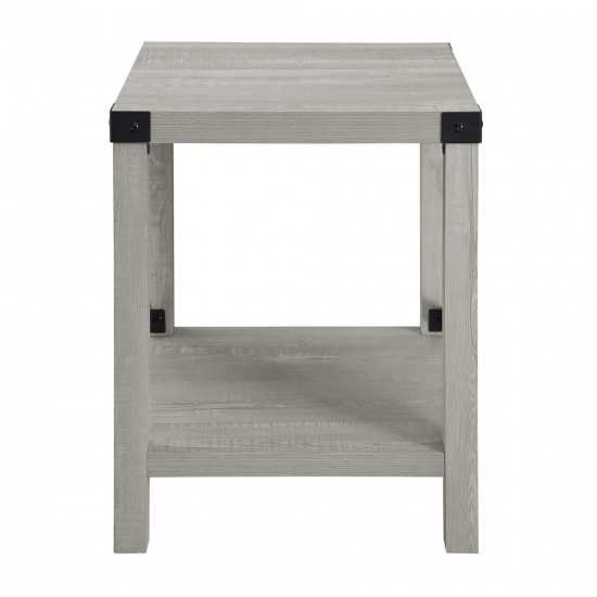 Metal X Rustic Wood Side Table - Stone Grey