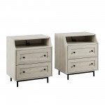 22" Curved Open Top 2 Drawer Nightstand with USB - Birch