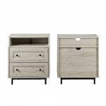 22" Curved Open Top 2 Drawer Nightstand with USB - Birch