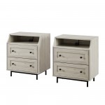 22" Curved Open Top 2 Drawer Nightstand with USB - Birch