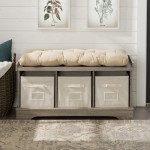 Essential 42" Modern Farmhouse Entryway Storage Bench - Driftwood