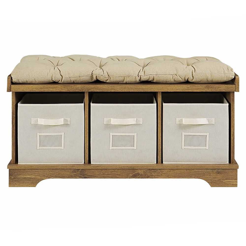 Essential 42" Modern Farmhouse Entryway Storage Bench - Barnwood