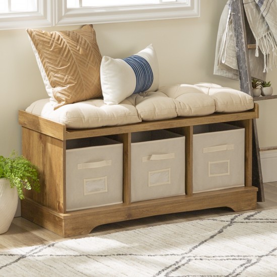 Essential 42" Modern Farmhouse Entryway Storage Bench - Barnwood