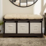 Essential 42" Modern Farmhouse Entryway Storage Bench - Espresso