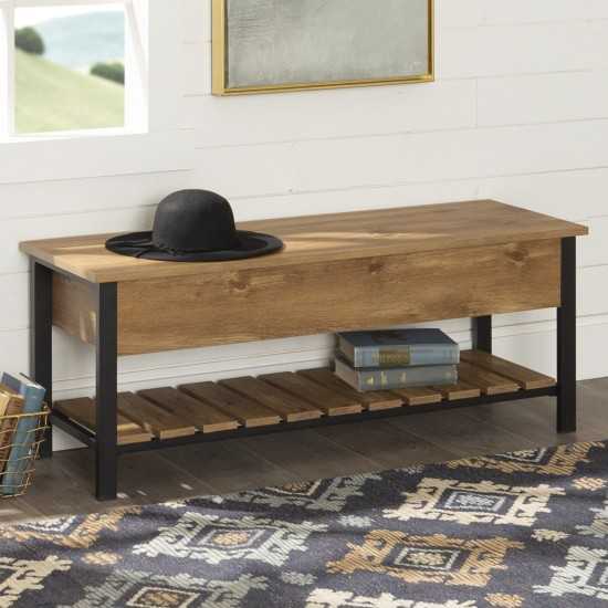 Park City 48" Modern Farmhouse Storage Bench - Barnwood