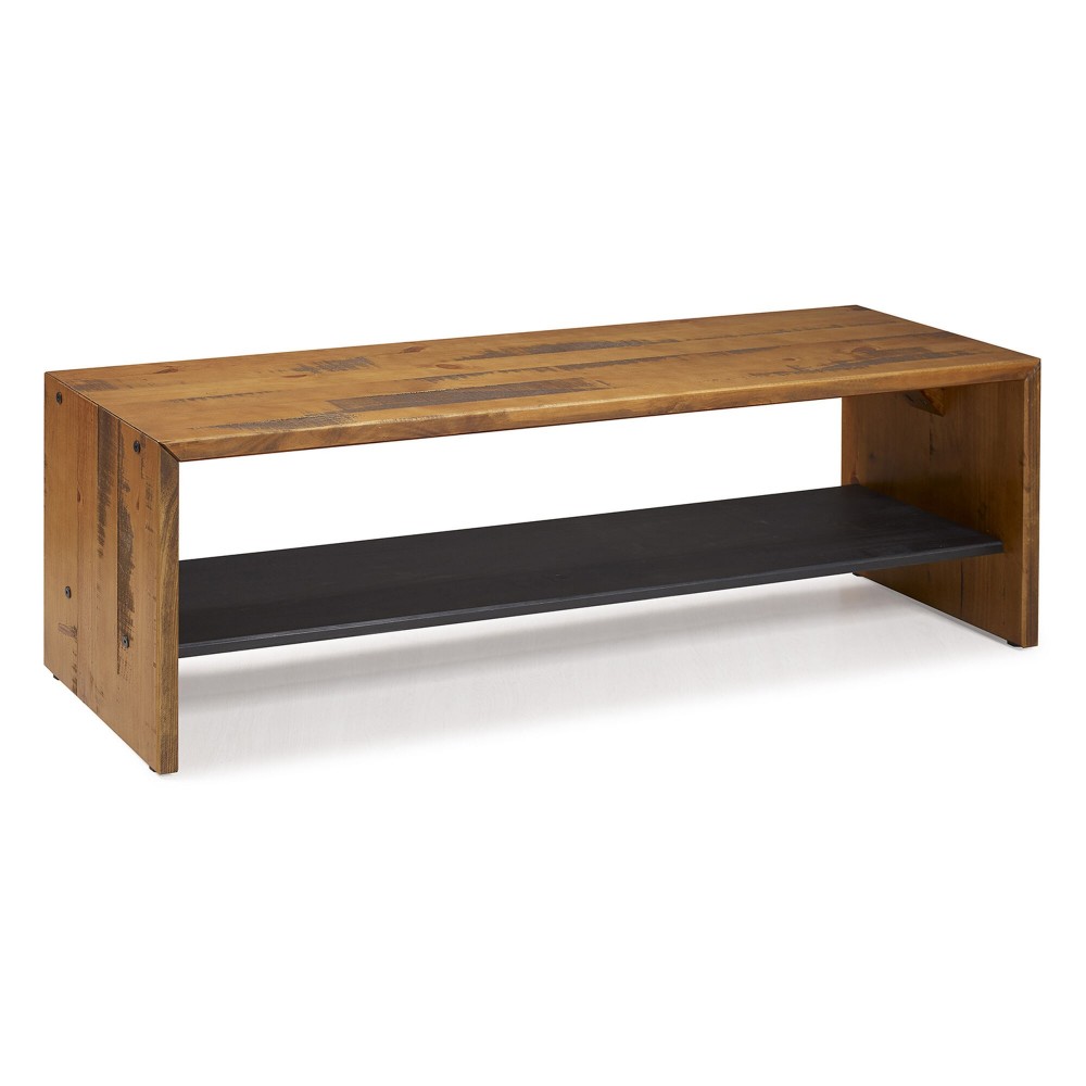 Alpine 58" Rustic Two-Tone Solid Wood Entry Bench - Amber