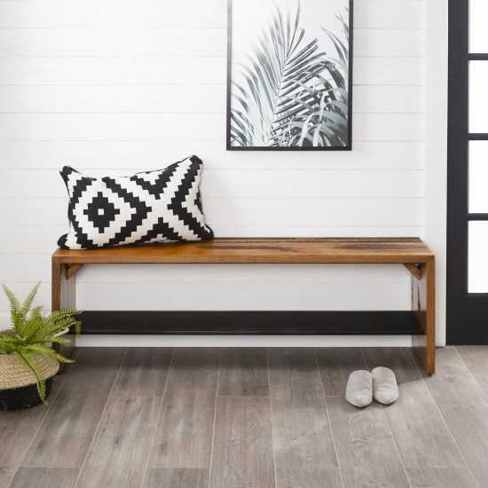 Alpine 58" Rustic Two-Tone Solid Wood Entry Bench - Amber