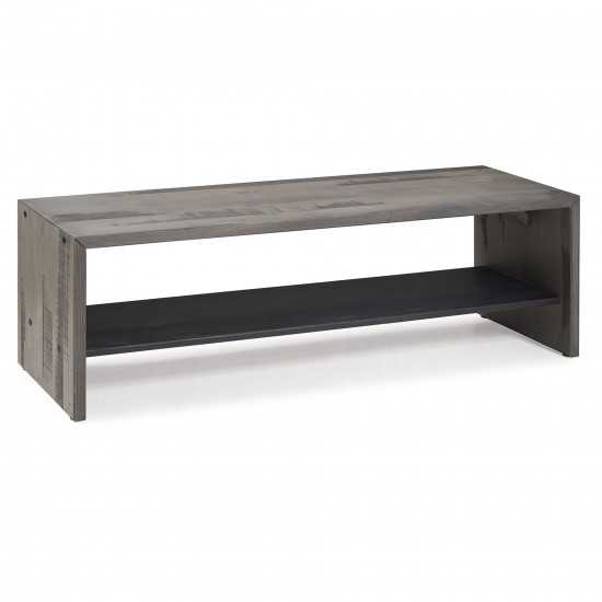 Alpine 58" Rustic Two-Tone Solid Wood Entry Bench - Grey