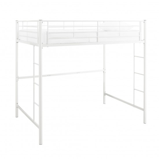 Premium Metal Full Size Loft Bed - White