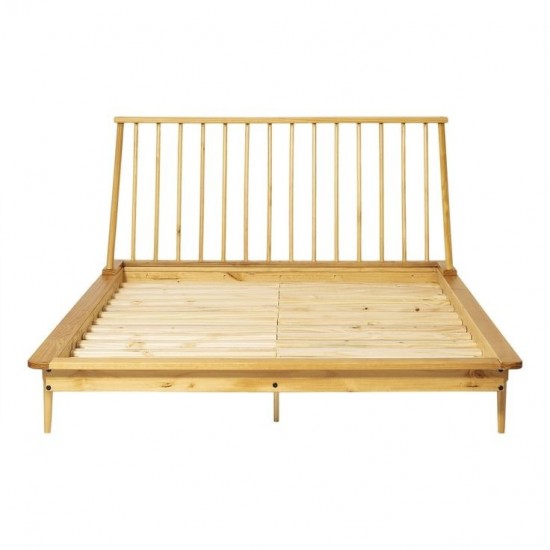 Modern Wood Queen Spindle Bed - Light Oak