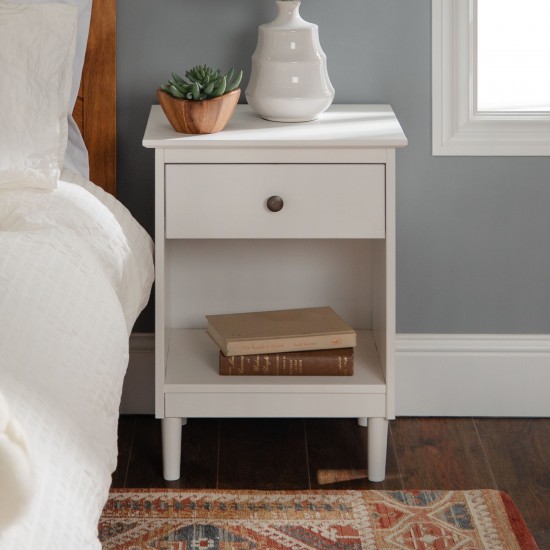 Modern 1 Drawer Nightstand - White