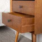 Mid Century 2 Drawer Solid Wood Nightstand - Caramel