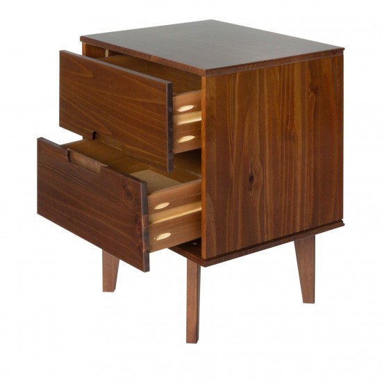 Sloane 2 Drawer Groove Handle Wood Nightstand - Walnut