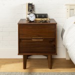 Sloane 2 Drawer Groove Handle Wood Nightstand - Walnut