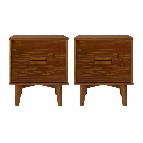 Sloane 2 Drawer Groove Handle Wood Nightstand - Walnut