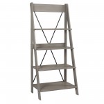 Frankie 68" Solid Wood Ladder Bookshelf - Grey