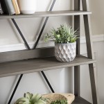Frankie 68" Solid Wood Ladder Bookshelf - Grey