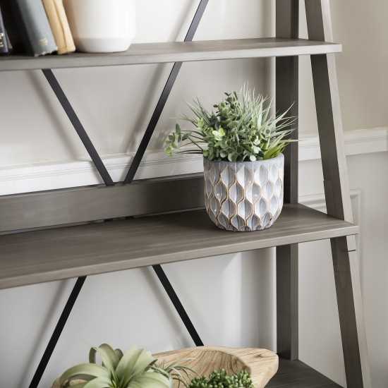 Frankie 68" Solid Wood Ladder Bookshelf - Grey