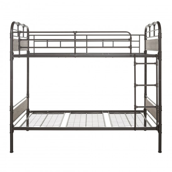 Urban Industrial Twin over Twin Metal Wood Bunk Bed - Black