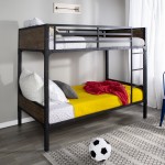 Rustic Industrial Twin over Twin Wood Bunk Bed - Brown