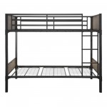 Rustic Industrial Twin over Twin Wood Bunk Bed - Brown