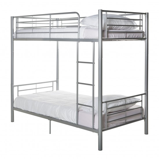 Premium Metal Twin over Twin Bunk Bed - Silver