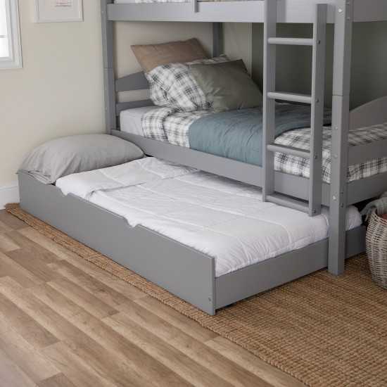 Solid Wood Twin Trundle Bed - Grey
