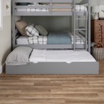 Solid Wood Twin Trundle Bed - Grey