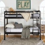 Solid Wood Twin over Twin Bunk Bed - Black