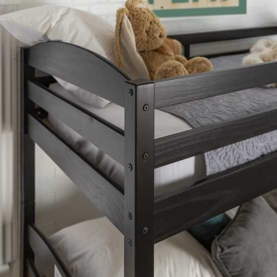 Solid Wood Twin over Twin Bunk Bed - Black