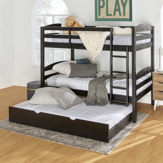 Solid Wood Twin over Twin Bunk Bed and Storage/Trundle Bed - Black