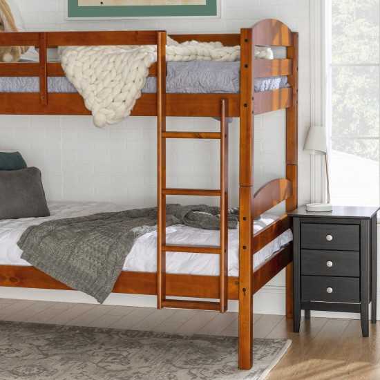 Solid Wood Twin over Twin Bunk Bed - Cherry