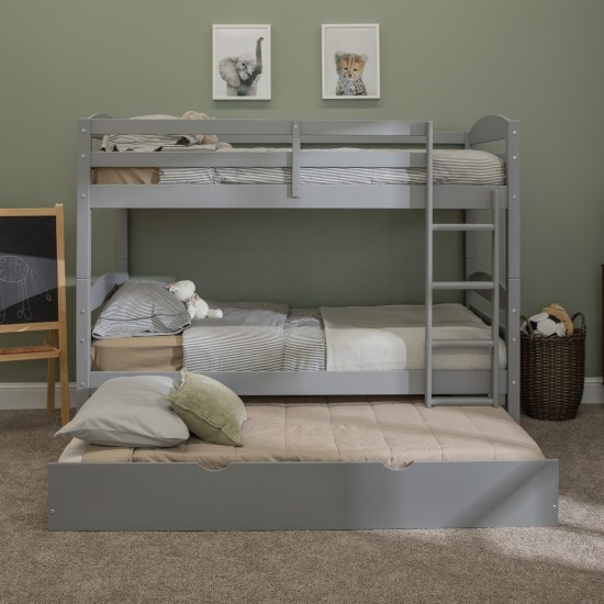 Solid Wood Twin over Twin Bunk Bed and Storage/Trundle Bed - Grey