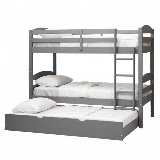 Solid Wood Twin over Twin Bunk Bed and Storage/Trundle Bed - Grey