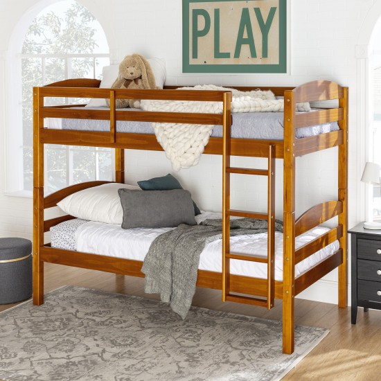 Solid Wood Twin over Twin Bunk Bed - Honey