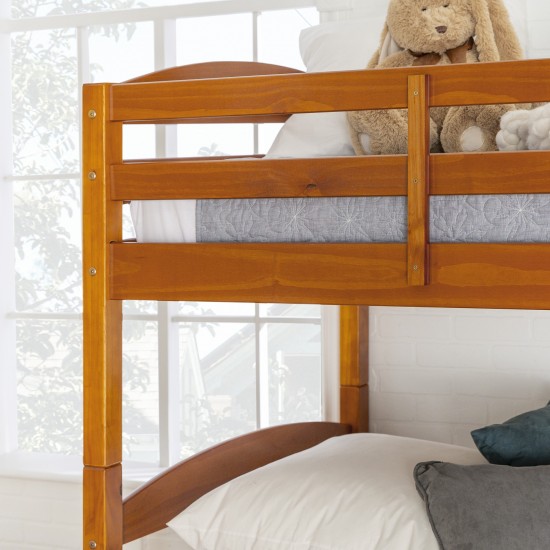 Solid Wood Twin over Twin Bunk Bed - Honey